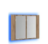 Yisssmeng Armoire à miroir à LED - Chêne artisanal - 60 x 12 x 45 cm - Matériau du bois - Design moderne avec changement de couleur - Montage mural - Petit lavabo pour salle de bain, invités, WC