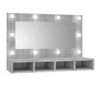 Yisssmeng Armoire à miroir avec éclairage LED gris Sonoma - 90 x 31,5 x 62 cm - En matériau dérivé du bois - Design moderne avec lumière chaude et froide - Armoire de salle de bain compacte pour salle