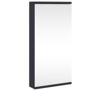 Yisssmeng Armoire d'angle à miroir - Gris - 30 x 24 x 60 cm - En bois avec revêtement en mélamine - Design moderne - Grand espace de rangement - Montage mural pour petite salle de bain d'invités et WC