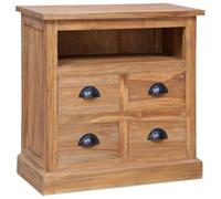 Yisssmeng Armoire d'appoint en teck massif - 60 x 30 x 60 cm | Buffet rustique avec 4 tiroirs et 1 compartiment ouvert pour chambre à coucher, salon, salon, style colonial