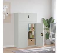 Yisssmeng Armoire de bureau verrouillable - Gris clair - 90 x 40 x 145 cm - En acier - Avec 2 étagères jusqu'à 30 kg - Protection contre la rouille - Pour le bureau, l'atelier, l'entrepôt