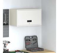 Yisssmeng Armoire de garage murale blanche 33 x 60 x 35 cm avec porte à ressort à gaz, loquet de rangement robuste en acier revêtu de poudre pour atelier, laundry ou couloir