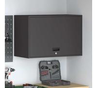 Yisssmeng Armoire de garage, noire, 40 x 80 x 53 cm, en acier revêtu par pulvérisation, montage mural, avec vérin à gaz, porte et serrure à loquet, design industriel, pour cuisine, cave, balcon