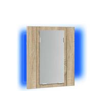 Yisssmeng Armoire de salle de bain à LED, à miroir, chêne Sonoma, 40 x 12 x 45 cm, en acrylique, éclairage RVB, moderne, avec 2 étagères, pour salle de bain, invités, WC