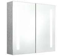 Yisssmeng Armoire de salle de bain à LED, gris béton, 62 x 14 x 60 cm, en MDF avec revêtement en mélamine, design moderne avec 2 barres LED, trois étagères pour petits WC d'invités et salle de bain