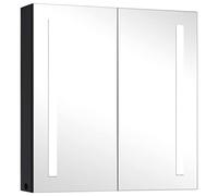 Yisssmeng Armoire de salle de bain à miroir à LED - 62 x 14 x 60 cm - En MDF anthracite - Design moderne avec éclairage doux - Pour petite salle de bain d'invités - WC - Lavabo