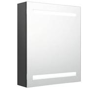 Yisssmeng Armoire de salle de bain à miroir à LED - Gris - 50 x 14 x 60 cm - En MDF avec revêtement en mélamine - Design moderne avec 2 barres LED - Lumière douce - Pour toilettes d'invités, petite