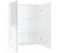 Yisssmeng Armoire de salle de bain avec miroir, 60 x 15 x 75 cm, blanc brillant, en MDF et verre, avec 2 portes et 3 compartiments, design moderne, montage mural robuste, pour salle de bain, invités