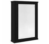 Yisssmeng Armoire de salle de bain avec miroir, aspect chêne, noire, 42 x 12 x 60 cm, en bois dérivé du bois, design moderne, avec verre transparent, pour petites salles de bains, invités, WC
