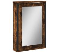 Yisssmeng Armoire de salle de bain avec miroir - Chêne fumé - 42 x 12 x 60 cm - En bois - Design moderne - Montage mural - Grand espace de rangement pour les petites salles de bain d'invités et WC