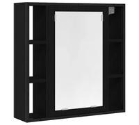 Yisssmeng Armoire de salle de bain avec miroir - Chêne noir - 60 x 16 x 60 cm - Matériau du bois avec montage mural - Design moderne - Grand espace de rangement pour petites salles de bains - WC