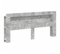 Yisssmeng Armoire de tête de lit avec espace de rangement, gris béton, tête de lit moderne en bois de 193 cm, paroi arrière de lit avec étagères pour chambre à coucher, étagère pour livres et