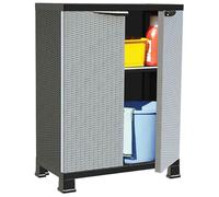 Yisssmeng Armoire en plastique - 68 x 39 x 92 cm - Gris - Design rotin - Avec 2 portes et 20 kg/sol - Espace de rangement pour cuisine, bureau, garage, jardin extérieur