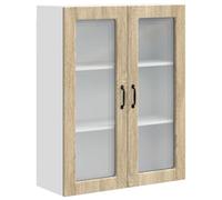 Yisssmeng Armoire haute de cuisine en chêne Sonoma - 80 x 31 x 100 cm - Design moderne avec 3 étagères et 2 portes - Armoire murale stable - Rangement peu encombrant pour cuisine, salle à manger