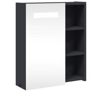 Yisssmeng Armoire miroir à LED - Gris - 45 x 13 x 52 cm - Matériau du bois avec revêtement en mélamine - Design moderne avec port USB - Montage mural pour salle de bain, invités, WC et petites pièces