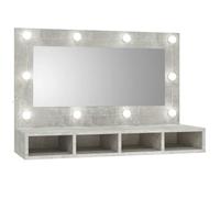 Yisssmeng Armoire miroir à LED - Gris béton - 90 x 31,5 x 62 cm - En bois avec éclairage - Design moderne - Robuste et durable - Pour salle de bain, invités, WC, cuisine