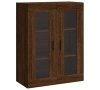 Yisssmeng Armoire Murale Chêne Marron 69,5x34x90 cm Bois d'Ingénierie | Meuble suspendu élégant en bois d'ingénierie avec portes vitrées pour ranger vos affaires au salon ou dans le bureau.
