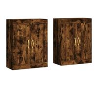 Yisssmeng Armoire murale en chêne fumé 69,5 × 34 × 90 cm Bois dérivé fer, buffet haut, commode de couloir, salon, chambre à coucher ESS