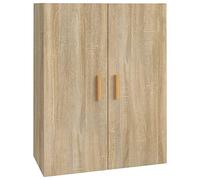 Yisssmeng Armoire suspendue, chêne Sonoma, 69,5 x 34 x 90 cm, en matériau dérivé du bois, avec 3 compartiments, montage mural, moderne, petit meuble avec surface robuste, pour salon, couloir et