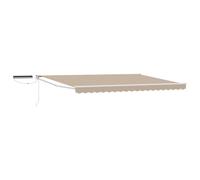 Yisssmeng Auvent 4 x 3 m avec panneau solaire et télécommande, ombrage de terrasse extensible, construction robuste en aluminium, manivelle manuelle, tissu beige et blanc