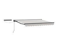 Yisssmeng Auvent électrique à bras articulé - 4,5 x 3 m - Gris clair et blanc - Demi-cassette motorisé en aluminium et acier - Avec télécommande et manivelle - Pour jardin, terrasse et balcon