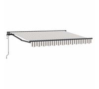 Yisssmeng Auvent électrique à bras articulé avec télécommande, 4 x 3,5 m, extensible, avec manivelle, store mural, protection solaire pour terrasse, balcon et jardin, gris clair, blanc