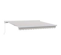 Yisssmeng Auvent extensible gris clair et blanc à bras articulé - 350 x 250 cm - Auvent de terrasse manuel en aluminium et polyester avec support mural - Protection solaire pour jardin, balcon et