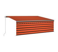 Yisssmeng Auvent manuel à bras articulé 4,5 x 3 m avec store vertical, store de terrasse en aluminium revêtu par pulvérisation, cadre anthracite orange-marron, store pour balcon et extérieur