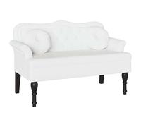 Yisssmeng Banc Chesterfield avec coussin blanc 120,5 x 65 x 75 cm en cuir synthétique rembourré 2 places avec accoudoirs et boutonnière pour chambre à coucher, salon et couloir