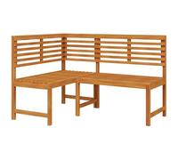 Yisssmeng Banc d'angle de jardin en bois d'acacia massif - 140 x 100 x 91 cm - Banc d'angle pour jardin, terrasse et balcon - Banc en bois rustique avec surface huilée - Montage extérieur possible des