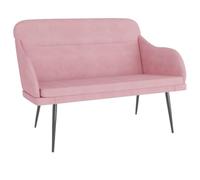 Yisssmeng Banc rose 110 x 76 x 80 cm en velours - Banc rembourré élégant avec dossier et accoudoirs - Fauteuil rembourré 2 places avec structure en métal pour salon et couloir