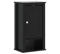 Yisssmeng Berg, Armoire de salle de bain murale en pin massif avec porte et 3 étagères, espace de rangement pour ustensiles de salle de bain, 40 x 27 x 71,5 cm, noir