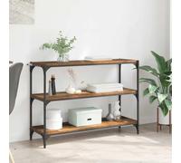 Yisssmeng Bibliothèque 100 x 33 x 70,5 cm en bois recyclé composite et fer noir, design industriel, look loft, étagère robuste à 3 compartiments pour salon, bureau, chambre à coucher