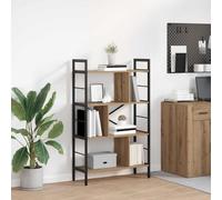 Yisssmeng Bibliothèque 75 x 30 x 123 cm - Chêne Artisan - Cadre en acier massif - 7 compartiments de rangement - Design moderne - Robuste et durable - Pour salon, bureau, chambre à coucher, loft