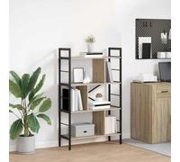 Yisssmeng Bibliothèque, 75 x 30 x 123 cm, chêne Sonoma, matériau en bois massif et cadre en acier, look loft moderne, facile à monter, pour salon, bureau, chambre à coucher