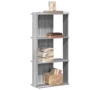 Yisssmeng Bibliothèque à 3 étages en bois - Gris Sonoma - 60 x 30 x 120 cm - Étagère stable avec paroi arrière et support mural - Design moderne pour salon, chambre à coucher, couloir