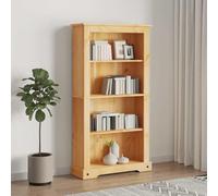 Yisssmeng Bibliothèque à 4 compartiments en pin - 80 x 29 x 150 cm - Marron - Style mexicain - Étagère étroite et haute avec fixation murale - Pour salon, chambre à coucher