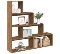 Yisssmeng Bibliothèque à 4 étages en chêne artisanal, 143 x 29 x 143 cm, avec design escalier, charge maximale : 70 kg, matériau dérivé du bois, meuble moderne pour bureau, salon ou chambre à coucher