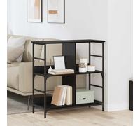 Yisssmeng Bibliothèque autoportante en chêne noir 78,5 x 33 x 82 cm avec 4 compartiments, pieds en métal, capacité de charge de 100 kg, design moderne pour salon, bureau, chambre à coucher