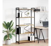 Yisssmeng Bibliothèque en chêne artisanal, 80 x 30 x 153 cm, matériau du bois avec support croisé en acier, petite étagère, design moderne, décoration de salon, chambre à coucher, bureau