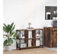Yisssmeng Bibliothèque en chêne fumé 102 x 32 x 72,5 cm avec 6 compartiments, étagère industrielle en bois et acier, design moderne, robuste et durable, pour salon, bureau, bureau