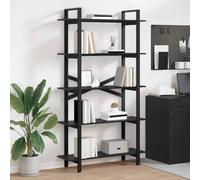 Yisssmeng Bibliothèque en chêne noir - 100 x 33,5 x 178 cm - 5 tablettes - Design industriel - Cadre en acier - Stabilité et durabilité - Étagère moderne pour salon, bureau, chambre à coucher