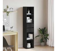 Yisssmeng Bibliothèque en chêne noir - 36 x 30 x 171 cm - Étagère sur pied avec 6 compartiments et tiroir - Design moderne - En bois robuste - Pour salon, bureau et couloir
