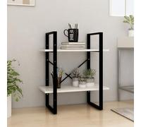 Yisssmeng Bibliothèque en pin massif à 2 étages - 60 x 30 x 70 cm - Blanc - Étagère industrielle étroite pour salon, chambre à coucher, bureau