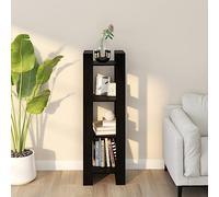 Yisssmeng Bibliothèque en pin massif noir 41 x 35 x 125 cm Étagère sur pied ouverte avec fonction séparateur d'espace pour salon, chambre à coucher, bureau