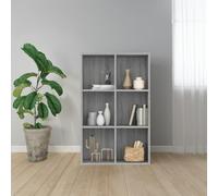 Yisssmeng Bibliothèque étroite 66 x 30 x 98 cm en bois gris sonoma avec 6 compartiments, buffet moderne à poser ou à poser, étagère peu encombrante pour salon, chambre à coucher, couloir