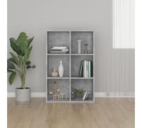 Yisssmeng Bibliothèque gris béton 66 x 30 x 98 cm en matériau dérivé du bois - Buffet moderne avec 6 compartiments - Robuste et peu encombrante - Pour salon, chambre à coucher, couloir