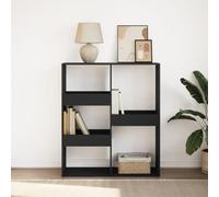 Yisssmeng Bibliothèque noire - 100 x 33 x 115 cm - Étagère en bois avec 5 compartiments - Design moderne - Séparateur de pièce stable - Pour salon, bureau et couloir
