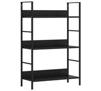 Yisssmeng Bibliothèque noire 60 x 27,6 x 90,5 cm à 3 étages en bois et acier - Design moderne - Robuste et peu encombrante - Pour salon, chambre à coucher, bureau