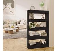 Yisssmeng Bibliothèque noire - 80 x 30 x 135 cm - En bois - Design moderne - Pour salon, bureau, couloir, chambre à coucher - Polyvalente comme séparateur de pièce